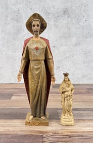 Sacred Heart of Jesus Our Lady and Child Chalkware