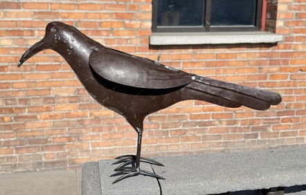 Decorative Tin Metal Garden Crow