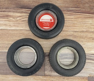 Group of Car Tire Advertising Ashtrays