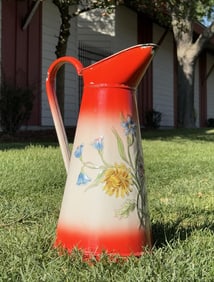 French Enamel Water Pitcher