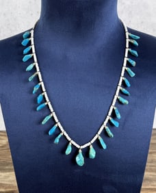 Santo Domingo Pueblo Turquoise Teardrop Necklace