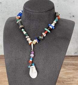 Zuni Turqoise Coral Shell Fetish Necklace