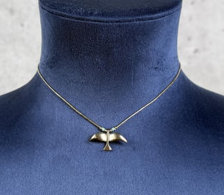 Navajo Sterling Silver Turquoise Bird Necklace