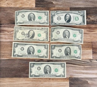 Collection of $2 and $10 Bills