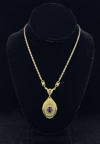 Victorian Rolled Gold Amethyst Necklace