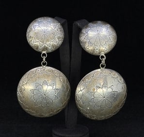 Jack Tom Navajo Sterling Silver Earrings