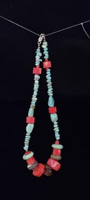 Navajo Turquoise & Coral Beaded Necklace