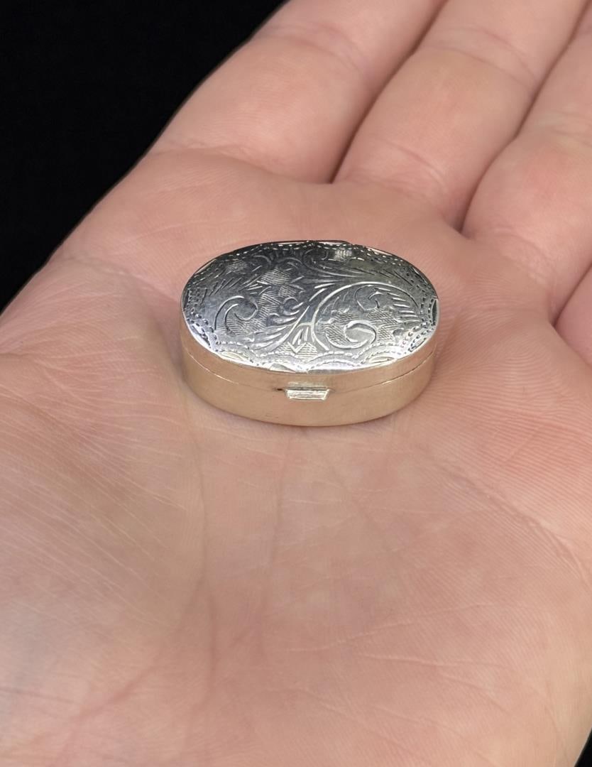Sterling Silver Pill Box: 1 1/8" long.