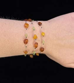 Sterling Silver Amber Nugget Bracelet