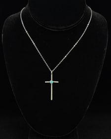 Navajo Sterling Silver Turquoise Cross Necklace