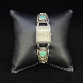 Navajo Sterling Silver Turquoise Watch Band Tips