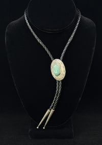 Navajo Sterling Silver Turquoise Bolo Tie