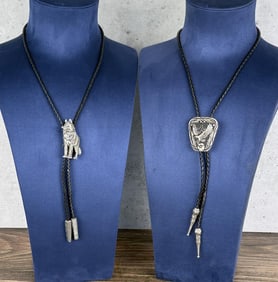 Wolf and Eagle Bolo Ties