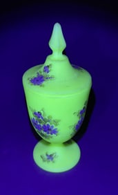 Fenton Uranium Custard Glass Candy Dish