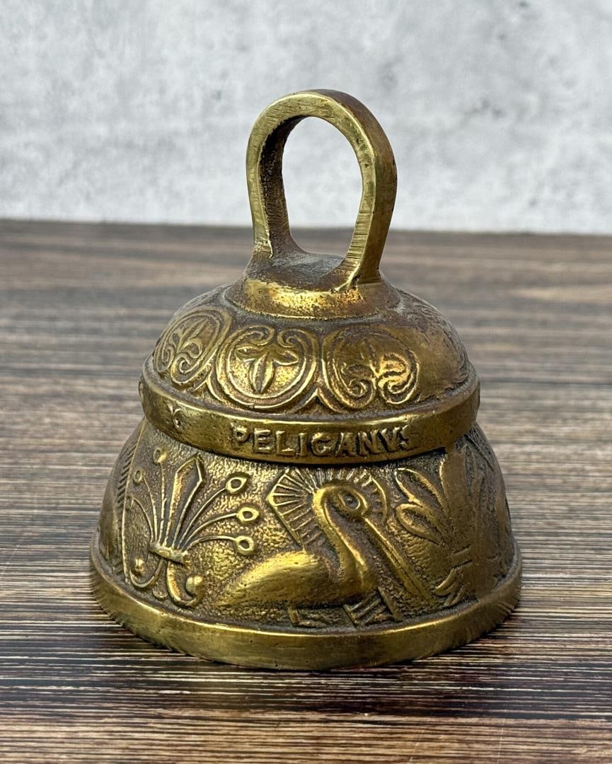Victorian Brass Pelican Bell: 3" tall, 2 3/4" diameter.