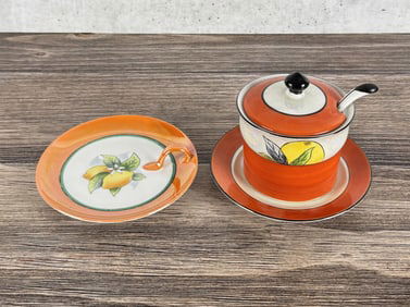 Noritake Lemon Lusterware Mayonnaise Pot and Plate