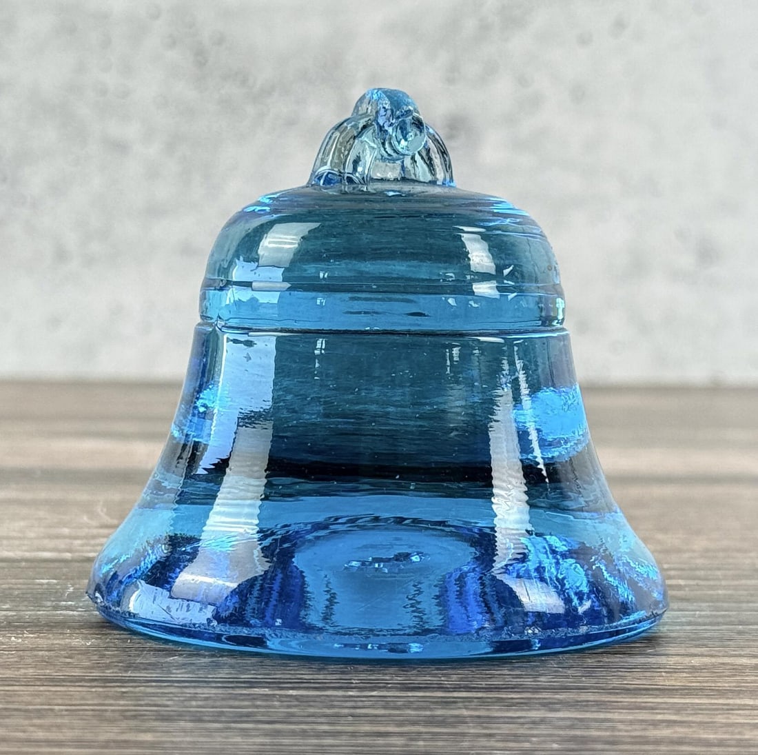 Telephone Pioneers of America Glass Paperweight: 3" tall, 3 1/4" diameter.