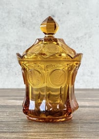 Fostoria Glass Coin Amber Candy Jar