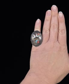Zuni Sterling Silver Inlaid Hummingbird Ring