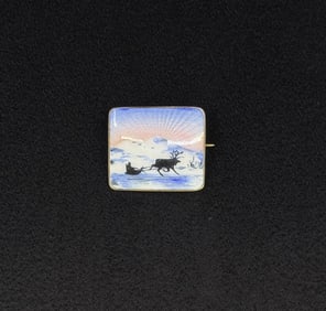 Ivar T. Holth Sterling Enamel Reindeer Brooch
