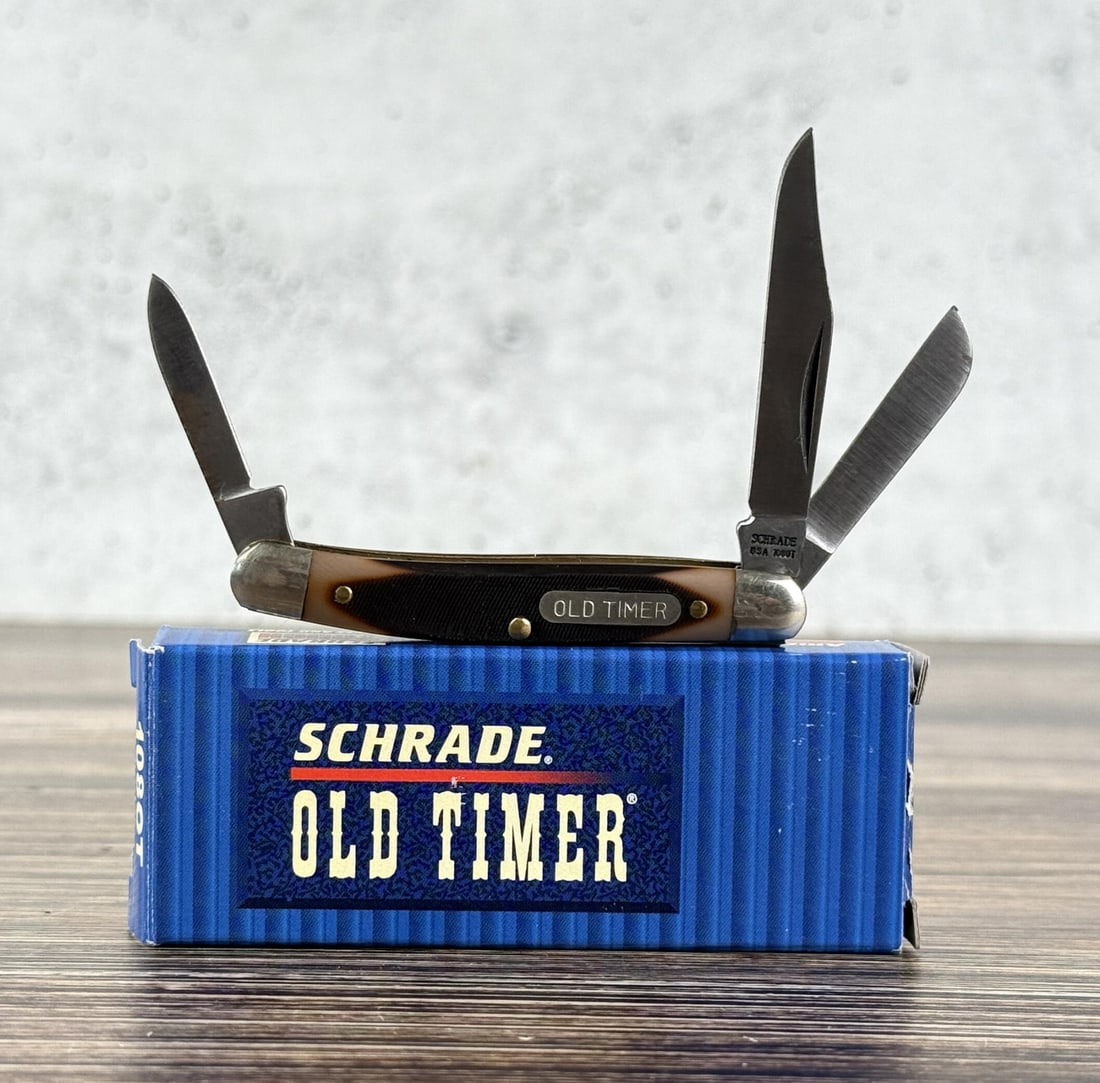Schrade Old Timer 1080T Junior Pocket Knife: 2 3/4" long closed. Includes original box and paperwork.