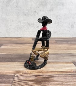 Cowboy Campfire Horseshoe Folk Art