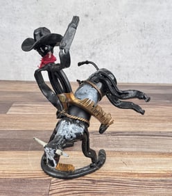 Cowboy Bull Rider Wolfman 100 Horseshoe Art