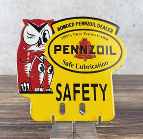 Porcelain Pennzoil License Plate Topper