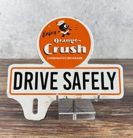 Porcelain Orange Crush License Plate Topper