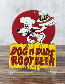 Porcelain Dog N Suds Root Beer Sign