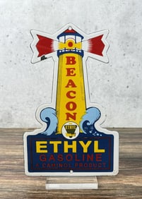Beacon Ethyl Gasoline Porcelain Sign