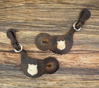 Antique Tooled Leather Cowboy Spur Straps