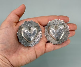Elmer Miller Sterling Cowboy Heart Spur Conchos