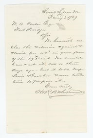 1869 Letter Fort Bridger Wyoming Territory