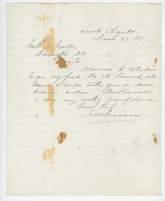 1867 Letter Of Introduction To WA Carter