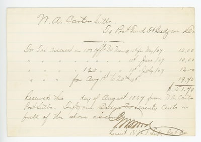 1867 Fort Bridger Utah Territory Tax Receipt