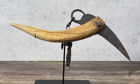 Antique Mexican Horn Handle Navaja Fighting Knife