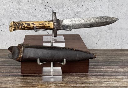 Massachusetts Pioneer Stag Handle Bowie Knife