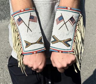 Cheyenne Indian Scout Beaded Gauntlets Cuffs