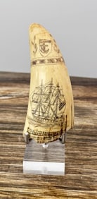 Whaling Ship Scrimshaw Whale Tooth
