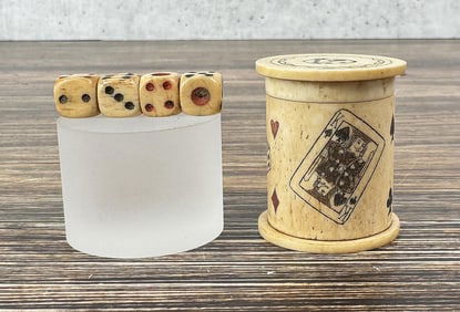 Whaler Made Whale Bone Dice Gambling Box