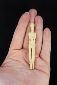 Whaler Made Whale Bone Risque Toothpick Holder