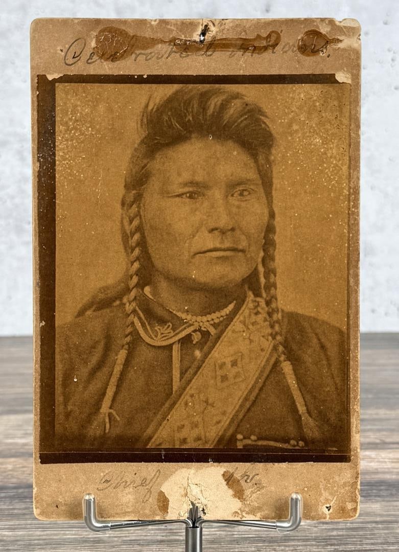 O.S. Goff Chief Joseph Indian Photo: 4 1/4" by 6 1/2" Hin-mah-too-yah-lat-kekt, popularly known as Chief Joseph, Young Joseph, or Joseph the Younger, was a leader of the wal-lam-wat-kain (Wallowa) band of Nez Perce, a Native American tri