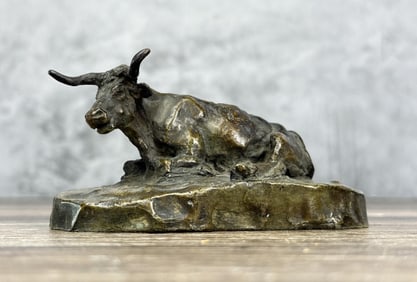 Charles M Russell Montana Sitting Steer Bronze