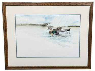 Stephen Elliott Mallard Ducks Watercolor Painting