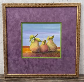 Nancy Dunlop Cawdrey Pears Still Life Dye on Silk