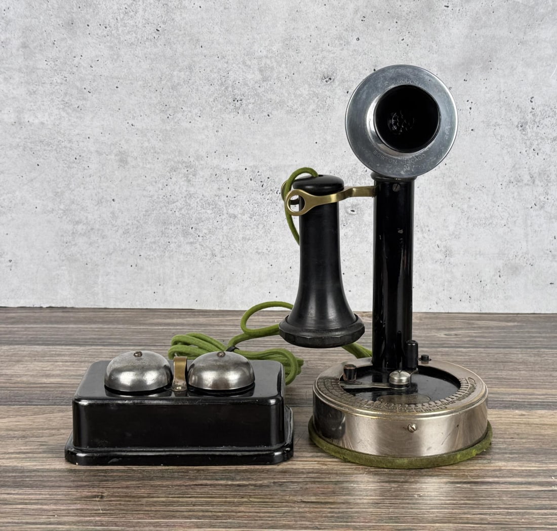 S.H. Couch Boston Autophone Candlestick Phone: Very nice example with Ringer Box.