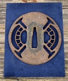 Antique Japanese Samurai Sword Iron Tsuba