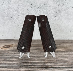 1911 Kim Ahrends Checkered Wood Grips