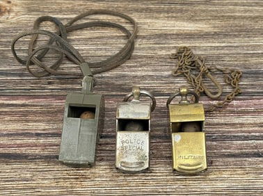Group Of Military & Police Whistles